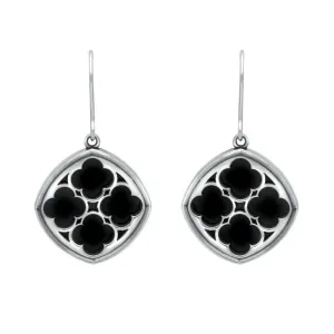 Sterling Silver Whitby Jet Abbey Window Drop Earrings