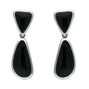 Sterling Silver Whitby Jet Abstract Pear Drop Earrings