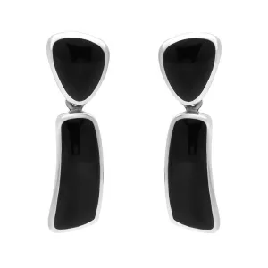 Sterling Silver Whitby Jet Abstract Top Drop Earrings