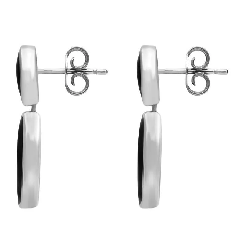 Sterling Silver Whitby Jet Abstract Top Drop Earrings