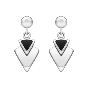 Sterling Silver Whitby Jet Arrowhead Drop Earrings
