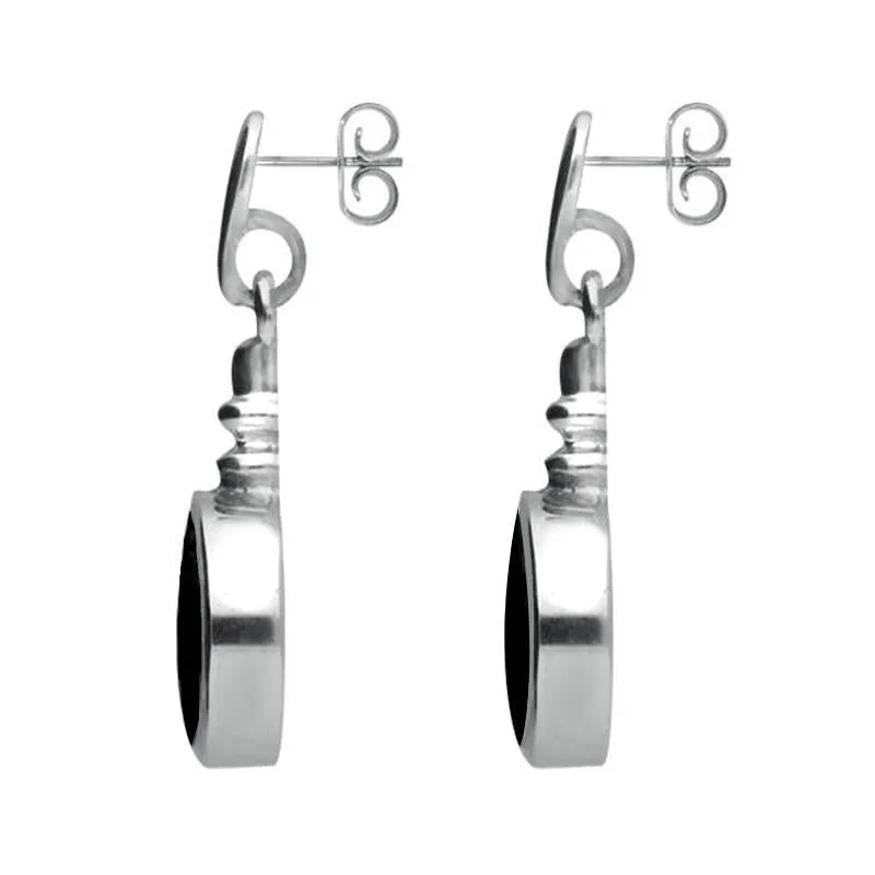 Sterling Silver Whitby Jet Bottle Top Drop Earrings