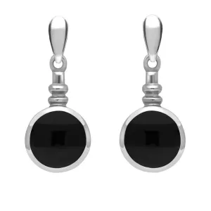 Sterling Silver Whitby Jet Bottle Top Drop Earrings