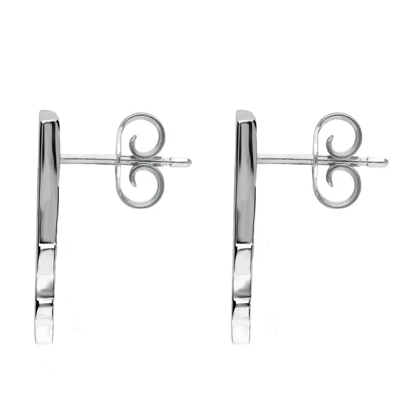 Sterling Silver Whitby Jet Branch Style Oblong Stud Earrings