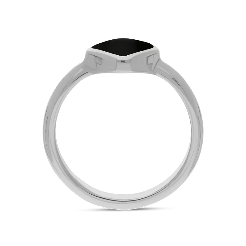 Sterling Silver Whitby Jet Cushion Ring