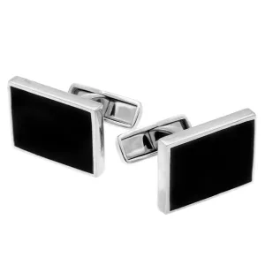 Sterling Silver Whitby Jet Oblong Cufflinks