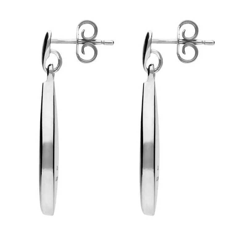 Sterling Silver Whitby Jet Pointed Pear Drop Earrings