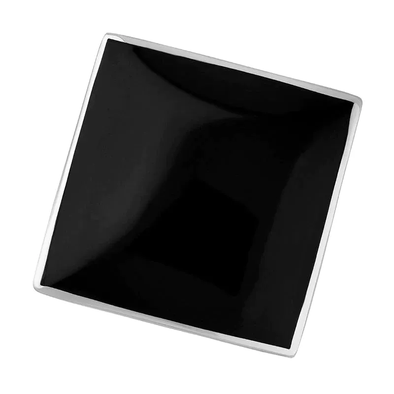 Sterling Silver Whitby Jet Queen's Jubilee Hallmark Large Rhombus Ring D