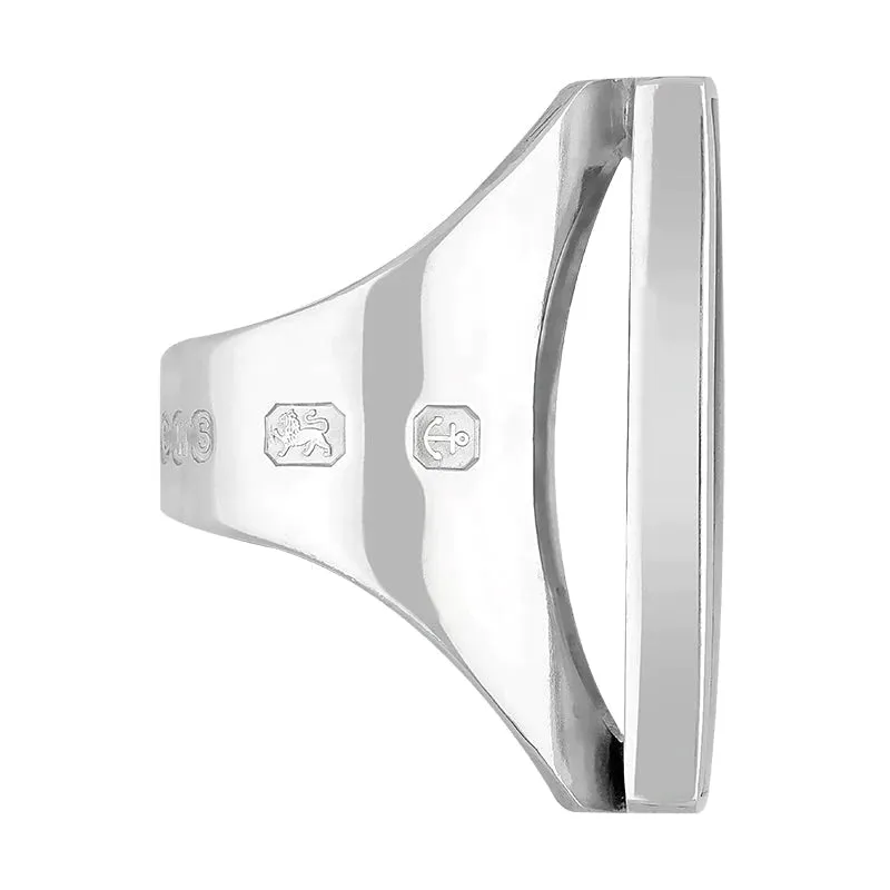 Sterling Silver Whitby Jet Queen's Jubilee Hallmark Large Square Ring D