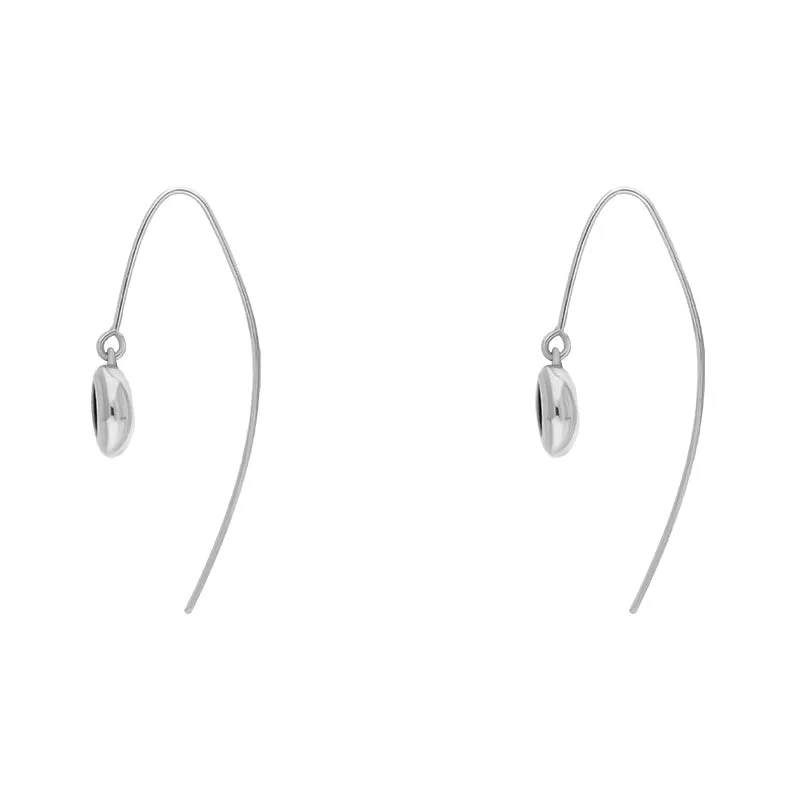 Sterling Silver Whitby Jet Star Disc Drop Earrings