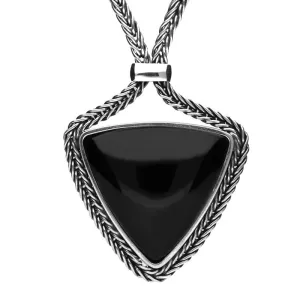 Sterling Silver Whitby Jet Triangular Foxtail Necklace D