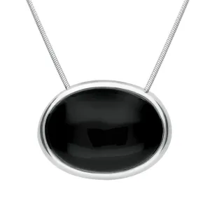 Sterling Silver Whitby Jet Unique Chunky Oval Necklace