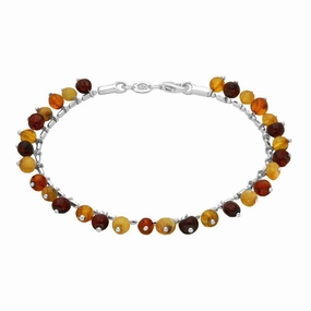 Sterling Silver Amber Dropped Bead Bracelet