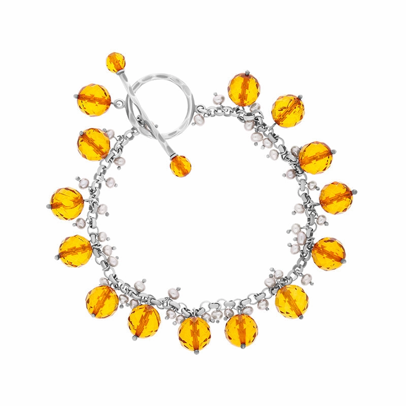 Sterling Silver Baltic Amber Chunky Bracelet D