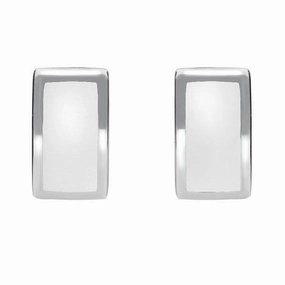 Sterling Silver Bauxite Curved Oblong Stud Earrings