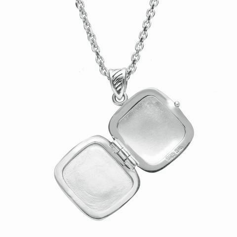 Sterling Silver Bauxite Cushion Rope Edge Locket