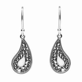 Sterling Silver Bauxite Teardrop Oxidised Drop Earrings