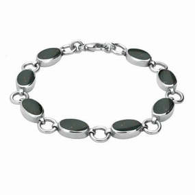 Sterling Silver Bloodstone Eight Stone Round Ring Bracelet