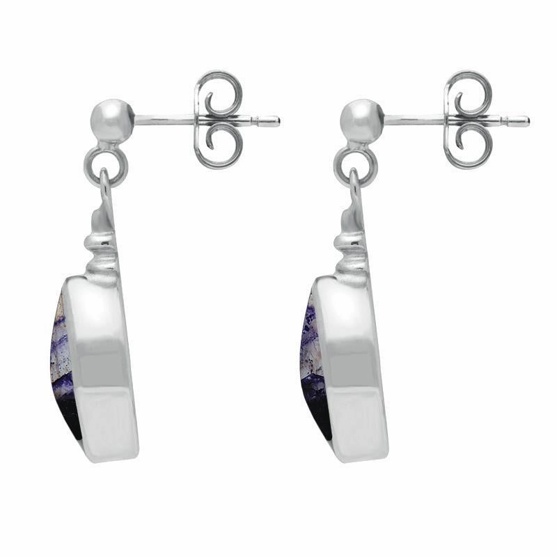 Sterling Silver Blue John Oval Bottletop Drop Earrings