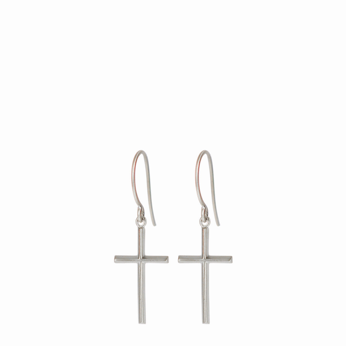 Sterling Silver Fine Cross Hanging Earrings