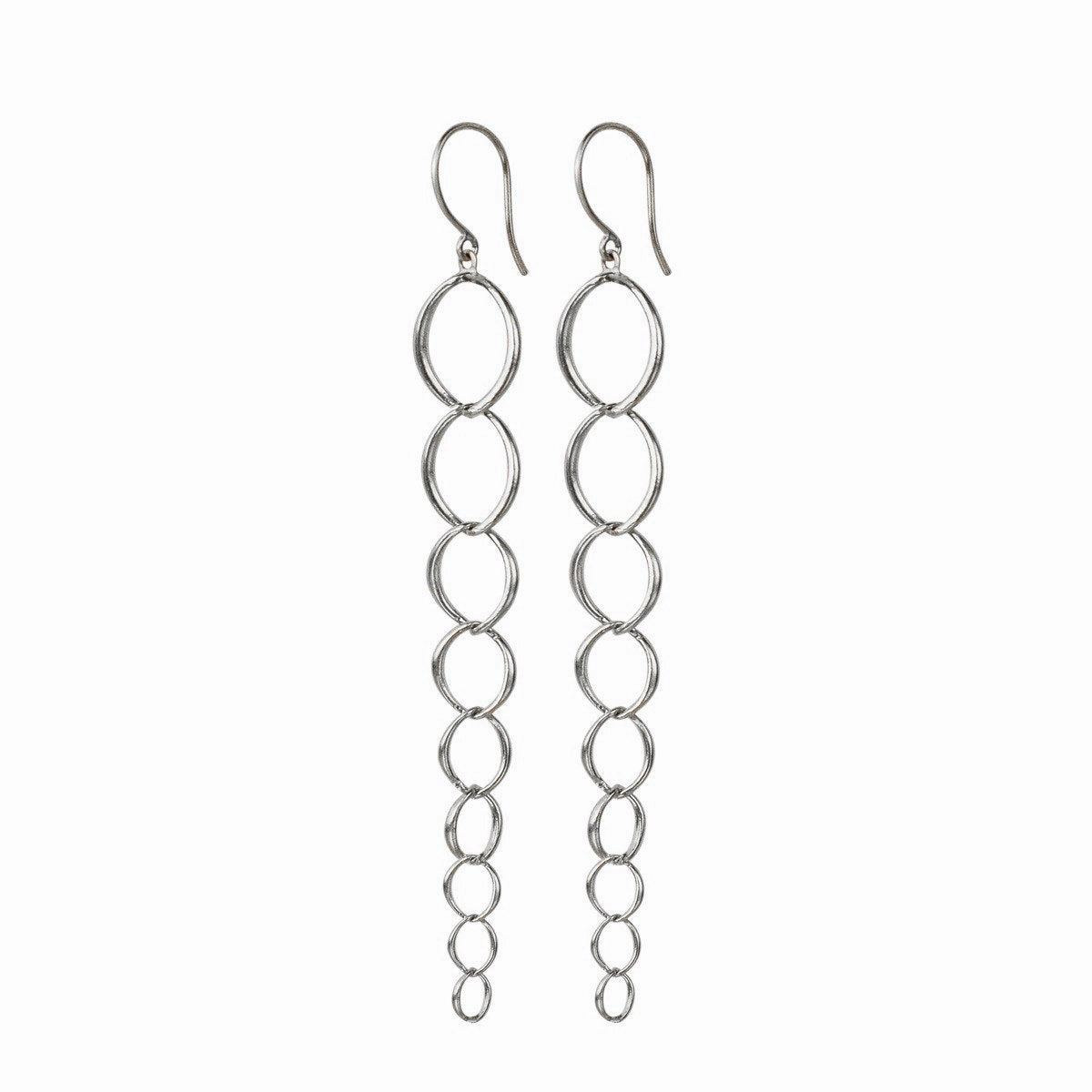 Sterling Silver Graduated O Chain Earrings