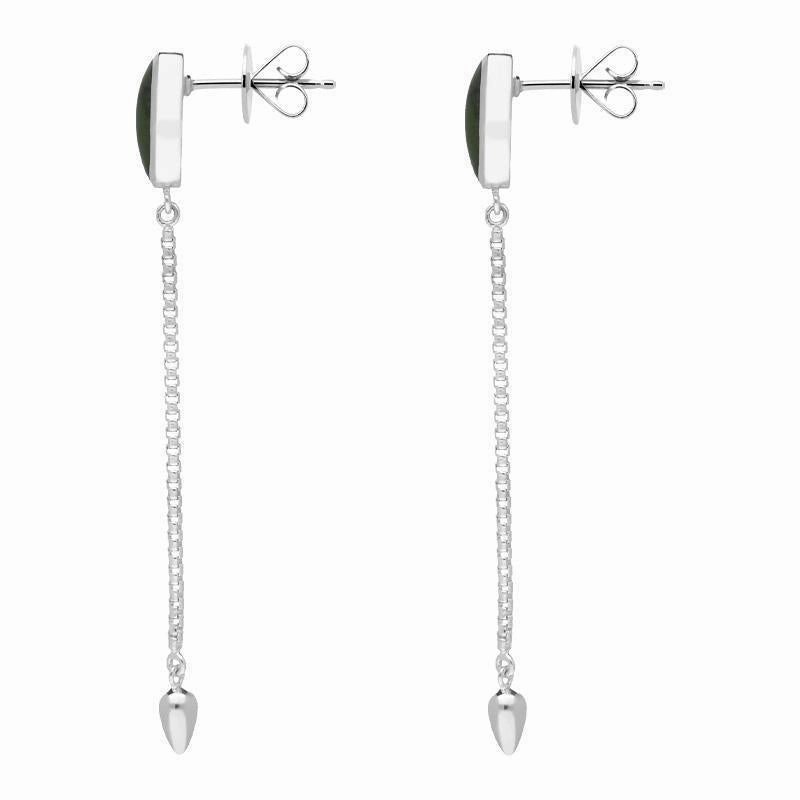Sterling Silver Jade Lineaire Long Drop Stud Earrings