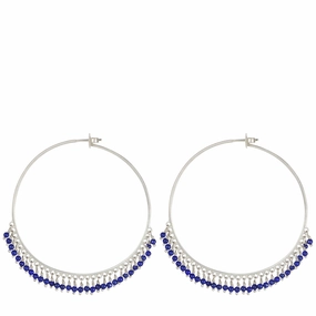Sterling Silver Large Lapis Endless Hoop Earrings