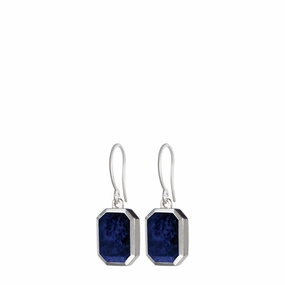 Sterling Silver Octagonal Lapis Earrings