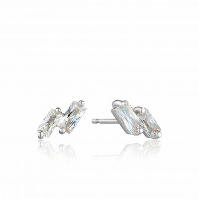 Sterling Silver Rhodium Plated Glow Stud Earrings E018-07H