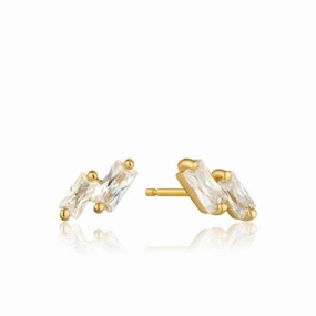 Sterling Silver Shiny Gold Plated Glow Stud Earrings E018-07G
