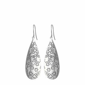 Sterling Silver Slim Teardrop Paisley Earrings