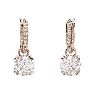 Swarovski Constella Rose Gold Tone Plated White Crystal Pave Drop Earrings