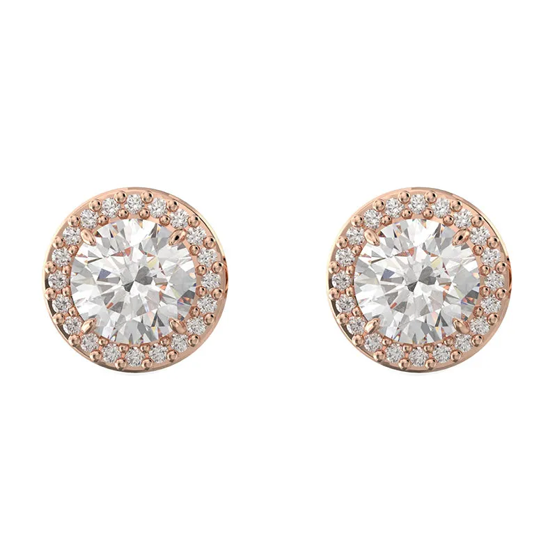 Swarovski Constella Rose Gold Tone Plated White Crystal Pave Stud Earrings