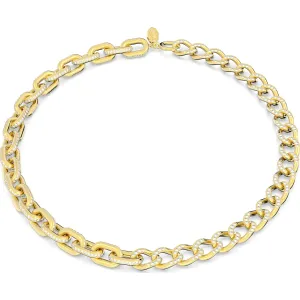 Swarovski Dextera Gold Tone Plated White Crystal Mixed Links Necklace