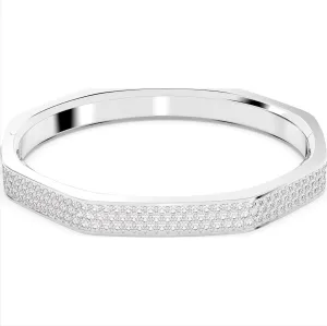 Swarovski Dextera Rhodium Plated Medium Octagon White Crystal Bangle