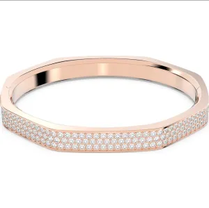 Swarovski Dextera Rose Gold Tone Plated Medium Octagon White Crystal Bangle