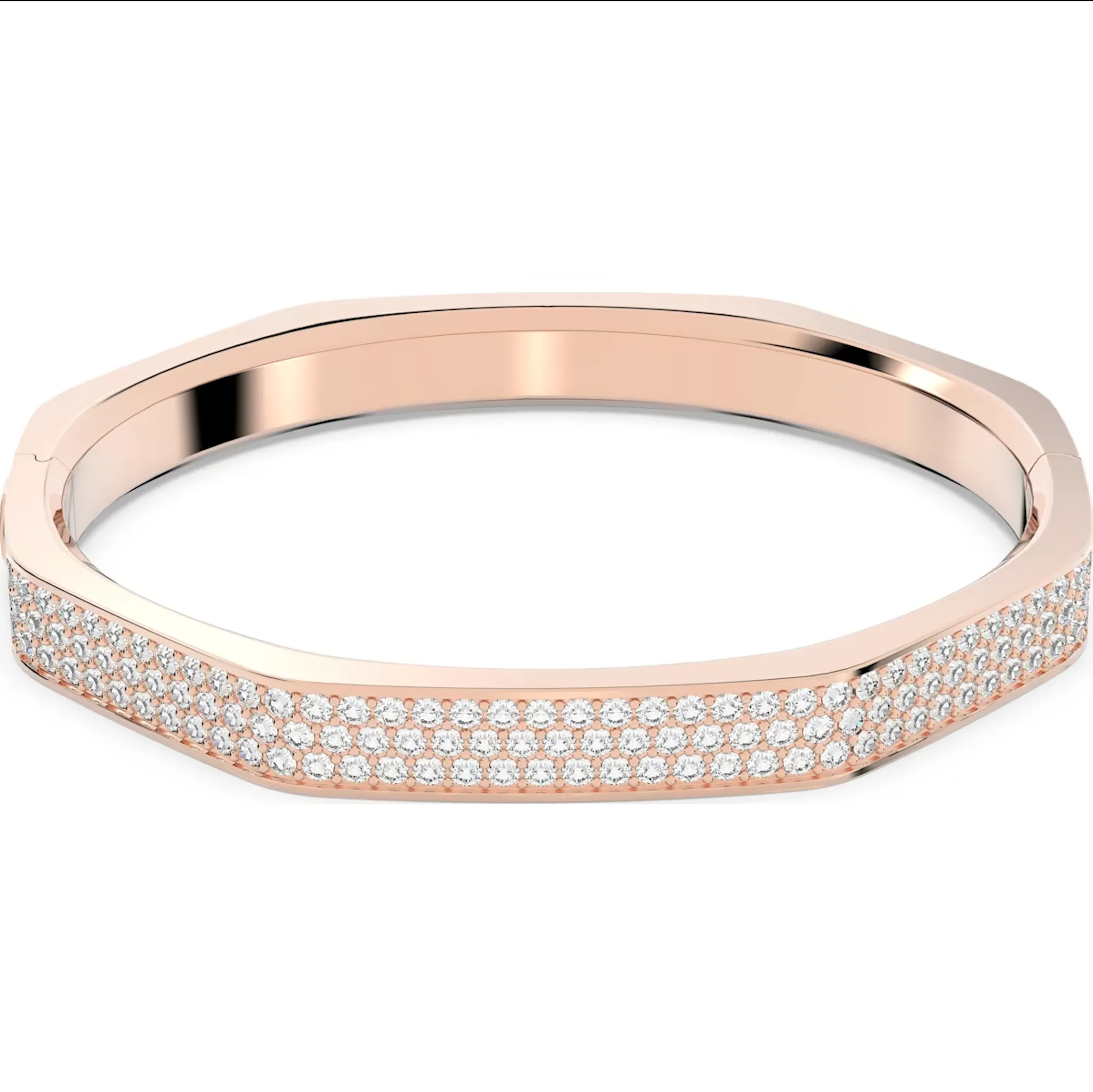 Swarovski Dextera Rose Gold Tone Plated Medium Octagon White Crystal Bangle