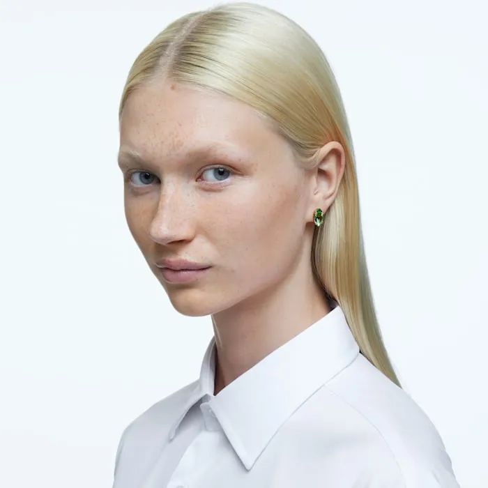 Swarovski Gema Gold Tone Plated Green Kite Cut Crystal Stud Earrings