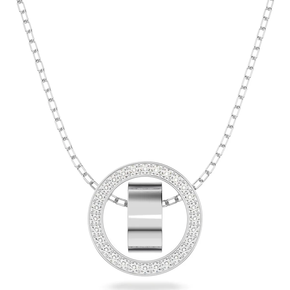 Swarovski Hollow Rhodium Plated White Crystal Circle Pendant