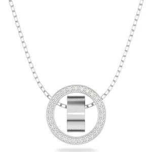 Swarovski Hollow Rhodium Plated White Crystal Circle Pendant