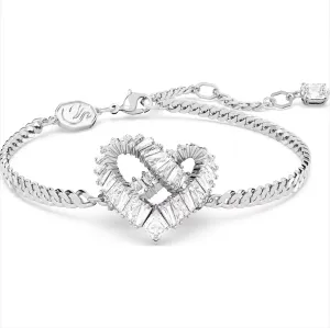 Swarovski Matrix Rhodium Plated Heart White Crystal Bracelet