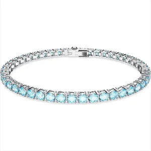 Swarovski Matrix Rhodium Plated Round Blue Crystal Tennis Bracelet