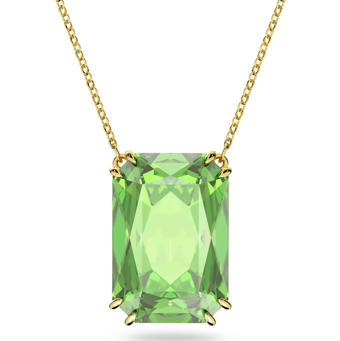 Swarovski Millenia Gold Tone Plated Octagon Cut Green Crystal Necklace