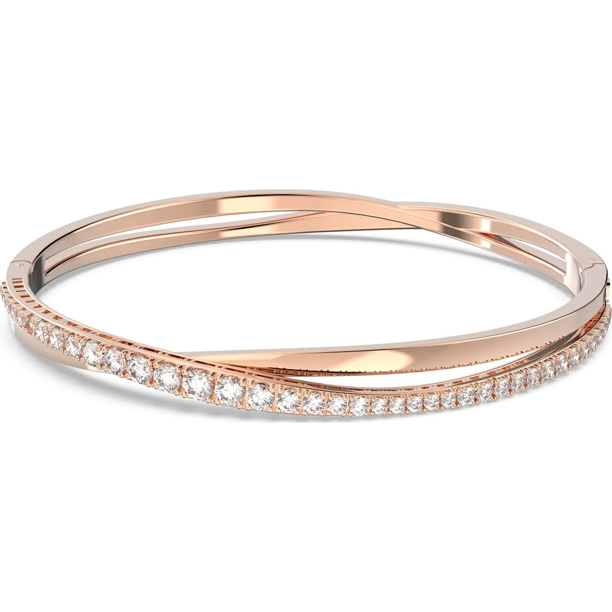 Swarovski Rose Gold Tone Plated White Crystal Twist Bracelet