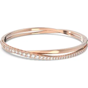 Swarovski Rose Gold Tone Plated White Crystal Twist Bracelet