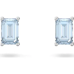 Swarovski Stilla Rhodium Plated Blue Crystal Stud Earrings