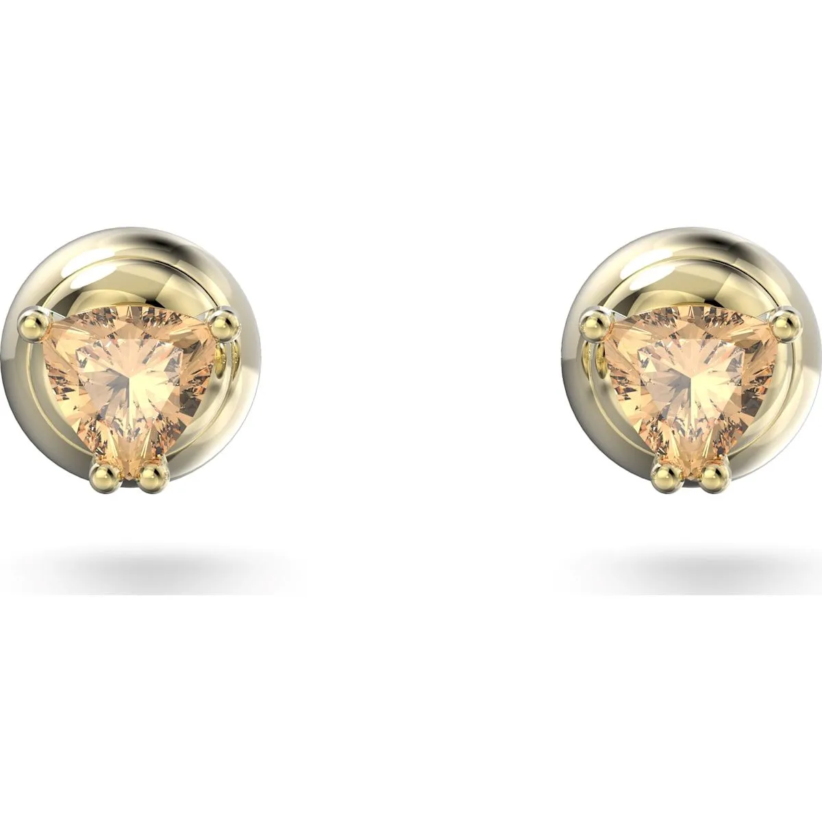 Swarovski Stilla Yellow Gold Tone Plated Orange Crystal Stud Earrings