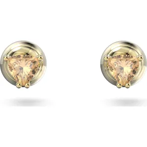 Swarovski Stilla Yellow Gold Tone Plated Orange Crystal Stud Earrings