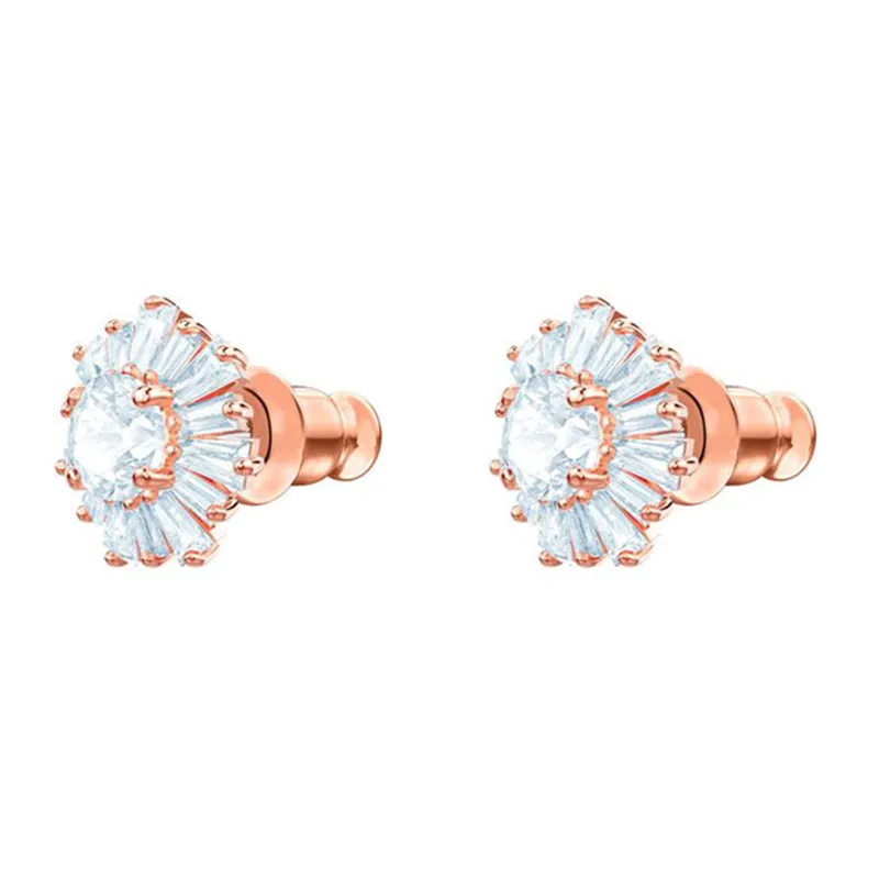 Swarovski Sunshine White Stone Rose Gold Plated Earrings