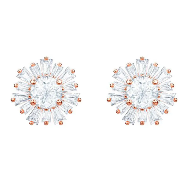 Swarovski Sunshine White Stone Rose Gold Plated Earrings